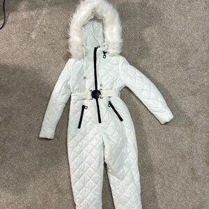 White one piece puffer suit